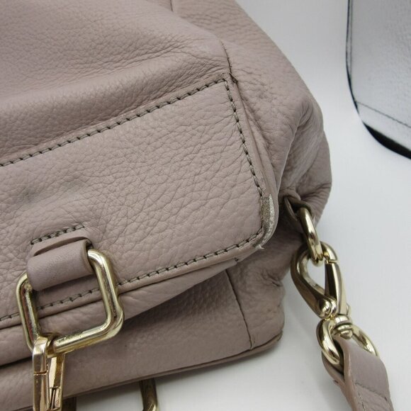 Kate Spade Gray Beige Pebbled Leather Bow Shoulder Strap Chain Handles Purse - Picture 7 of 9